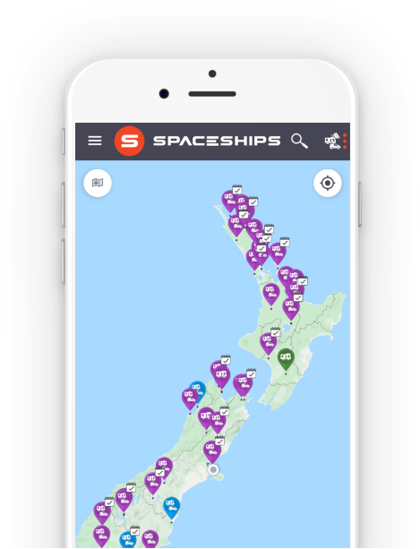 Spaceships free camping app on smartphone